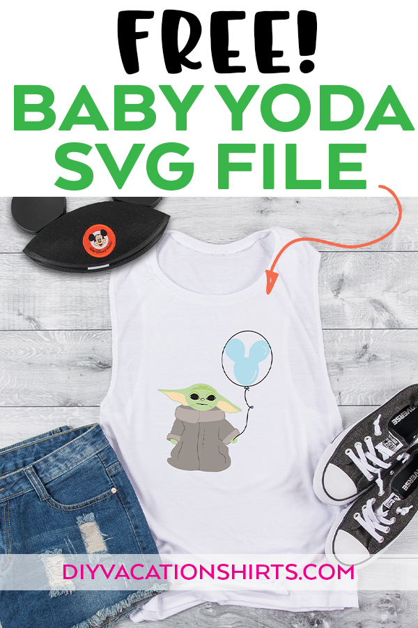 Baby Yoda SVG with Mickey Balloon