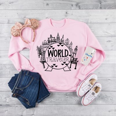 World Traveler Epcot Sweatshirt made with SVG File from DIY Vacation Shirts