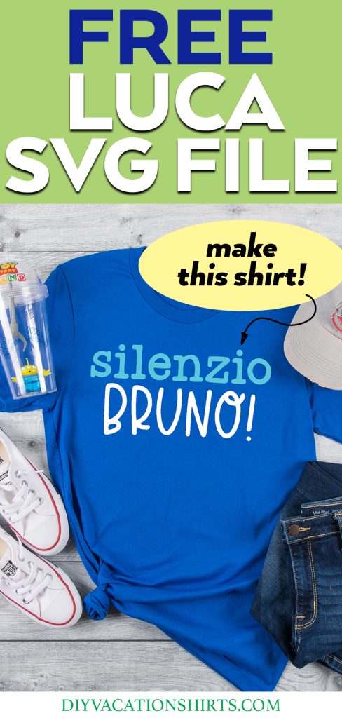 free-luca-silenzio-bruno-svg on a blue shirt