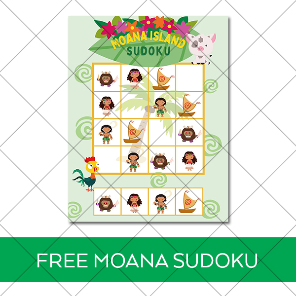 printable moana sudoku game behind grid for download